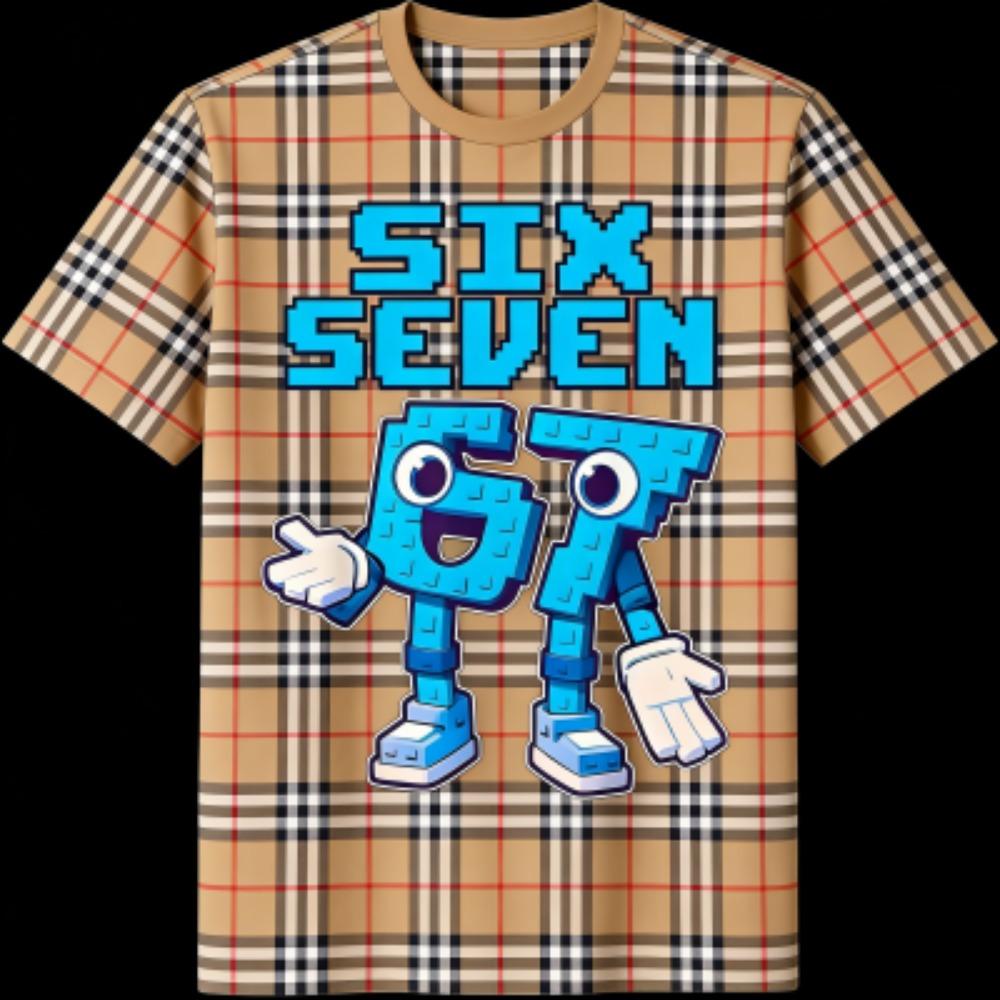 Modisches Herren-T-Shirt 67 Six Seven Blumenstreifen-Print Herren- und Damen-T-Shirts Top Sommer Kurzarm Rundhalsausschnitt Lässig Outdoor Herrenbekleidung