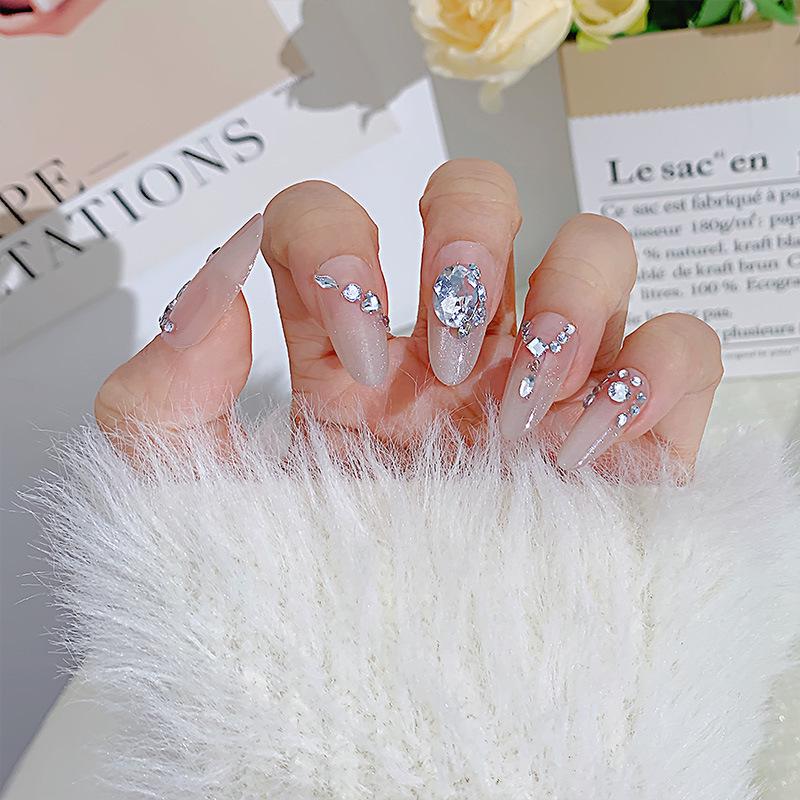 Rhinestone Luxury Oval Nail Tips 2026: Long, Sexy, Handmade, Detachable