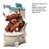 Charming Tabletop Ornament Highland Cow Bathroom Figurine, Resin Scottish Calf Bathing Statue, Funny Gifts Farmhouse Animal for Home Office