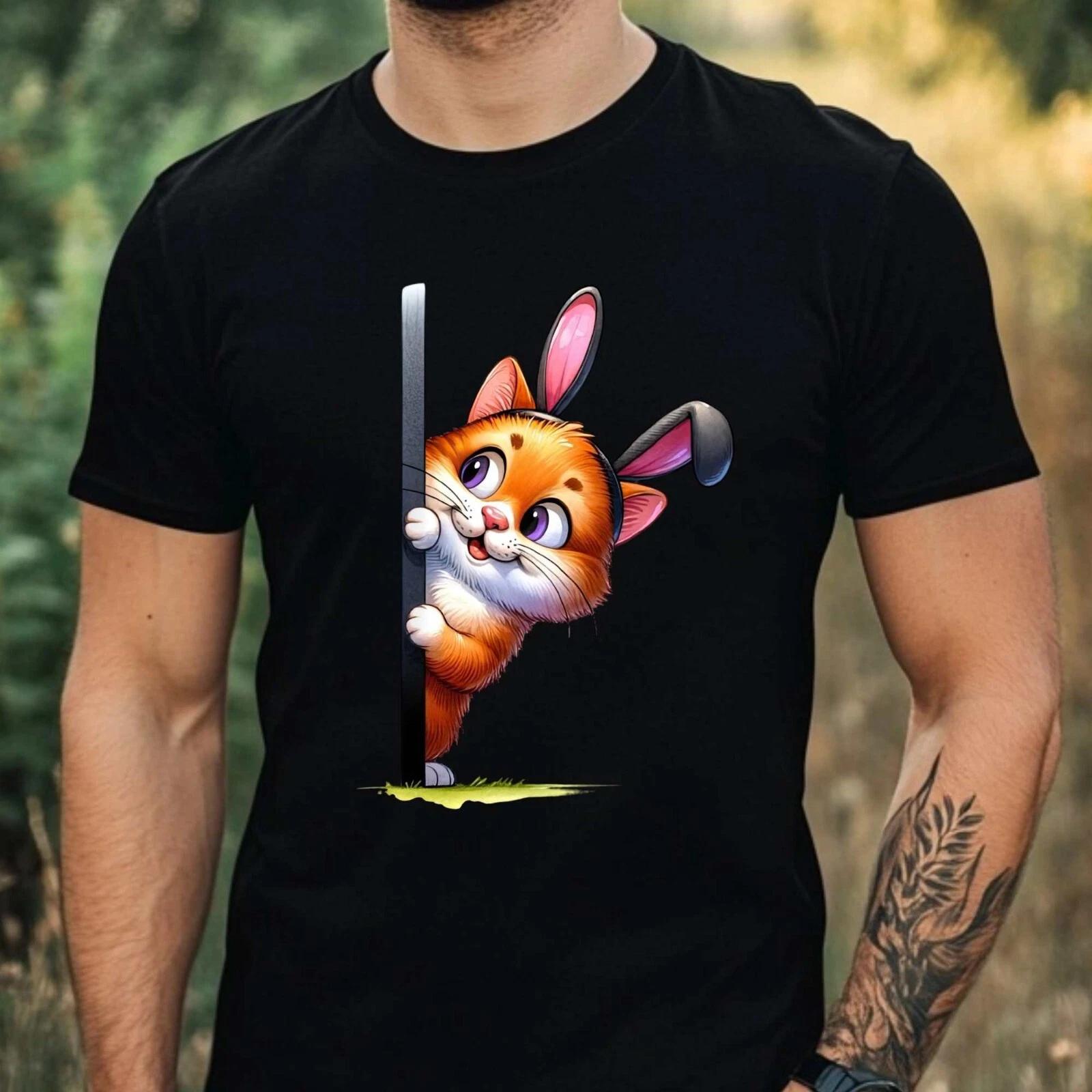 Mens Funny Easter Animal Print Cotton 100% Cotton T-shirt Mens Tees Top Size XS to 5XL- XL