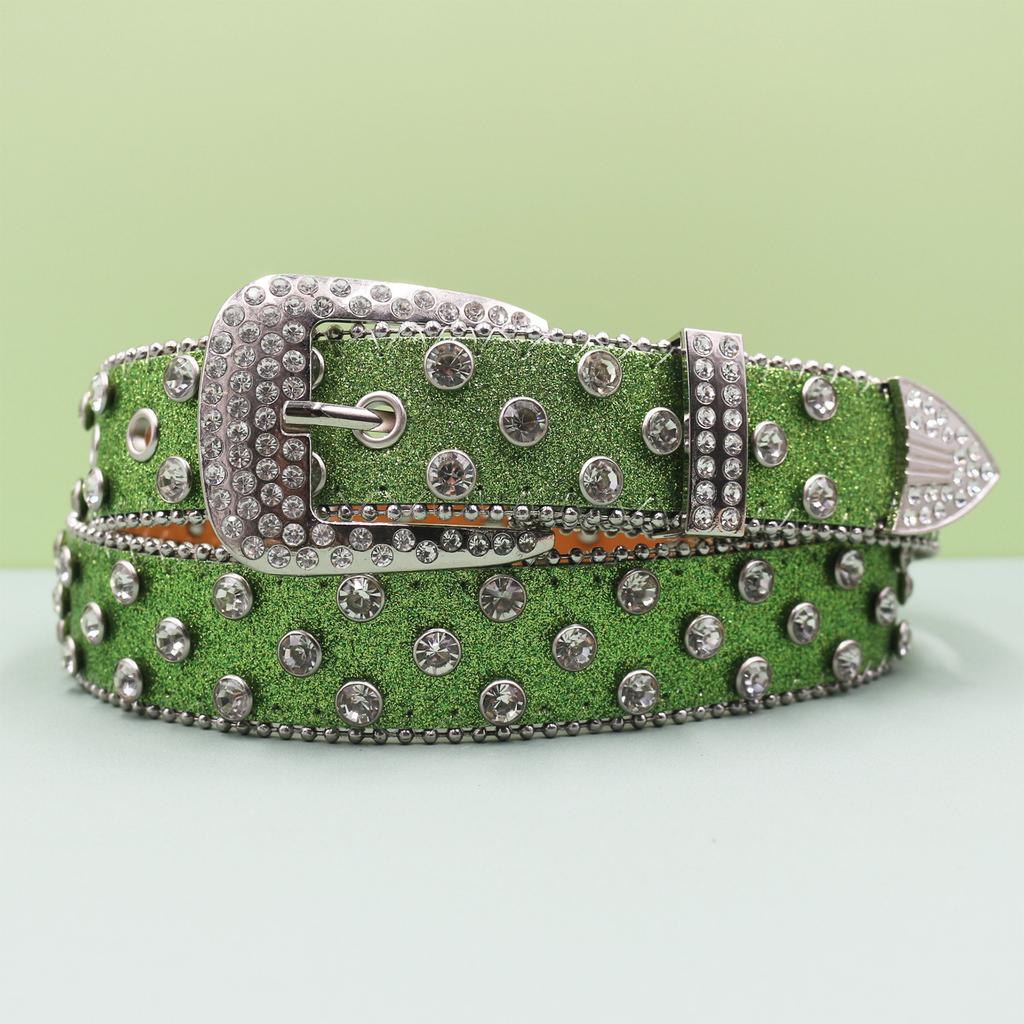 European and American Style Punk Belt Inlaid with Rhinestone Sequins Hot Girl Style Rock Fashion Belt Men's and Women's Belt