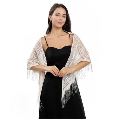 Stylish Triangle Lace Scarf Shoulder Wrap for Women Daily Wear Fringed Shawl for Wedding Ceremonies and Evening Soirees