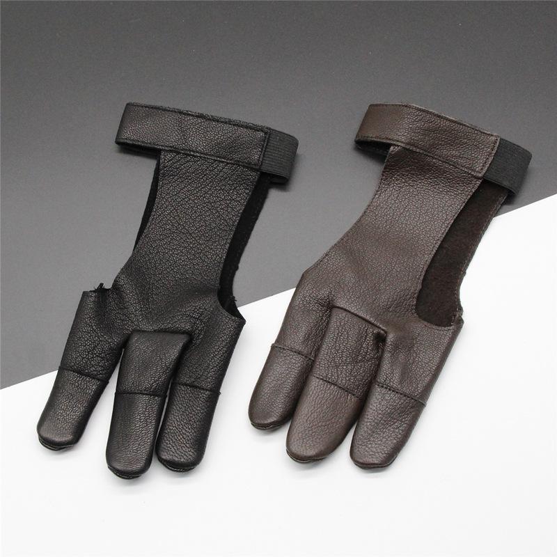 Hirschleder Bogenschießhandschuhe - Anti-Rutsch-Fingerschutz für erwachsene Jäger