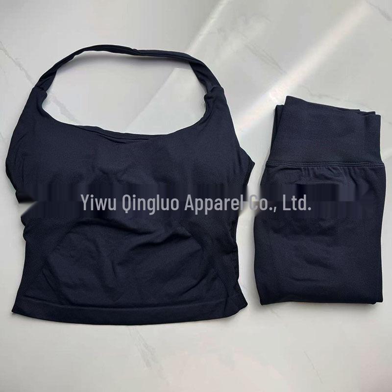 Dfyne Seamless Ruched Yoga Vest & Butt-Lifting Shorts Set