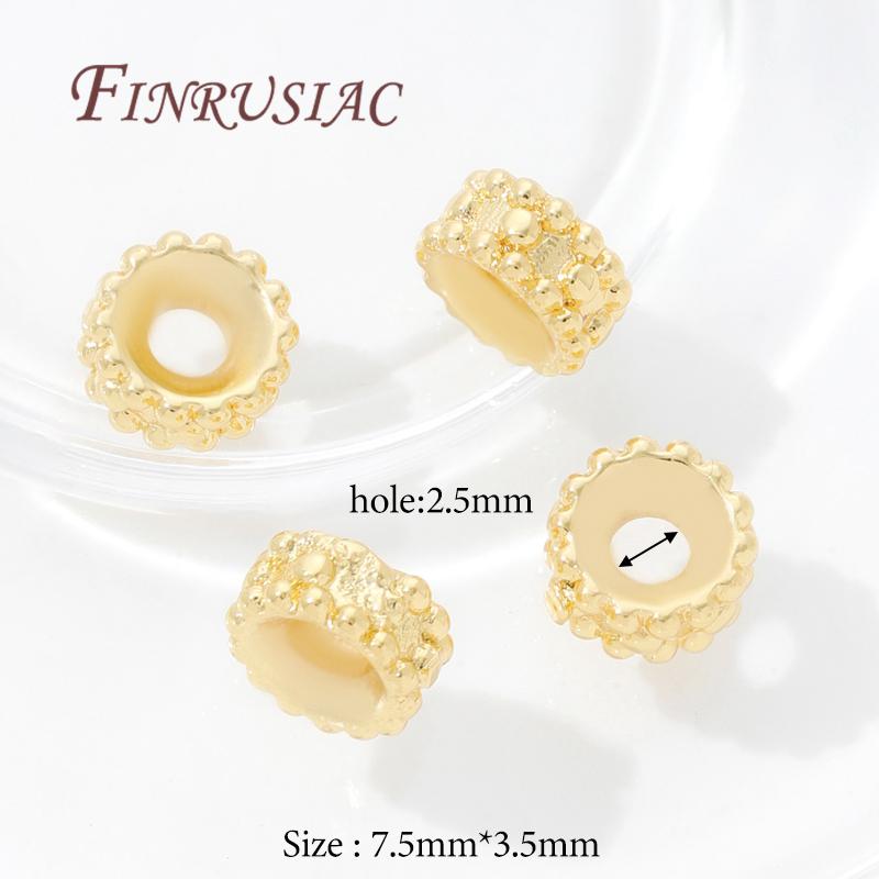 18K Gold Plated Brass Spacer Beads For Bracelets Accessories,Separator For Beads,DIY Jewelry Making Supplies,Round Metal Bead