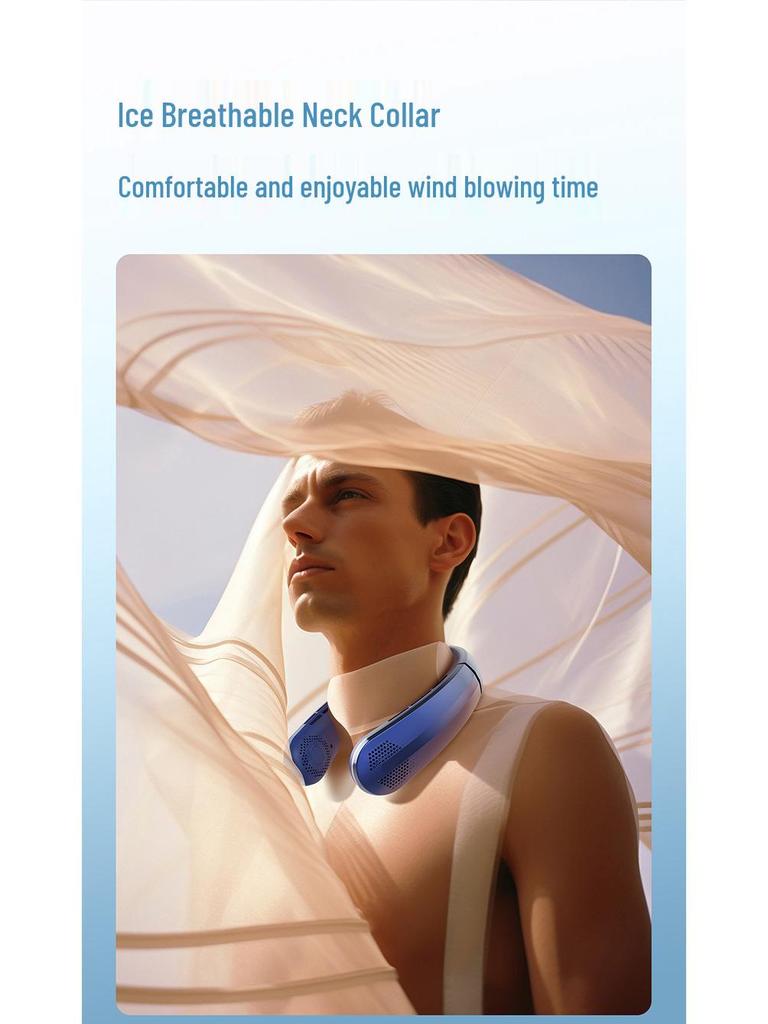 100-Speed Digital Display Portable USB Neck Fan for Students and Outdoor Sports