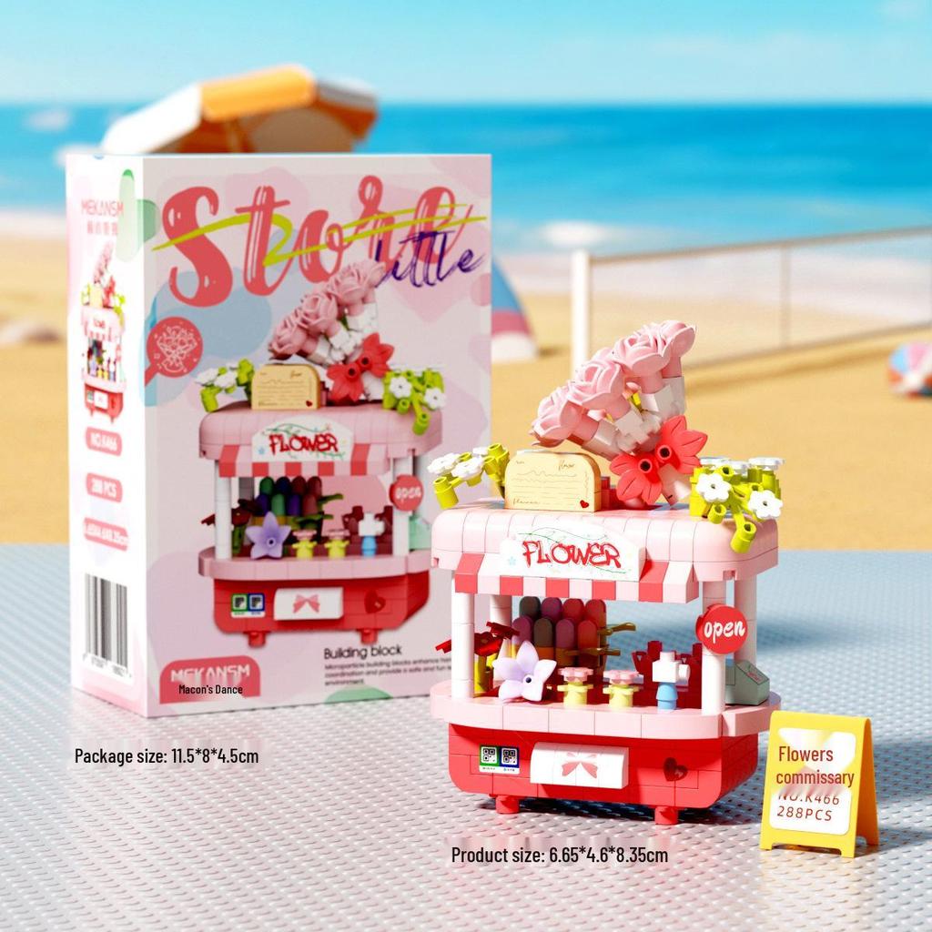 Mekensm Micro-Particle Building Blocks Educational Vending Cart Model Toy for Kids