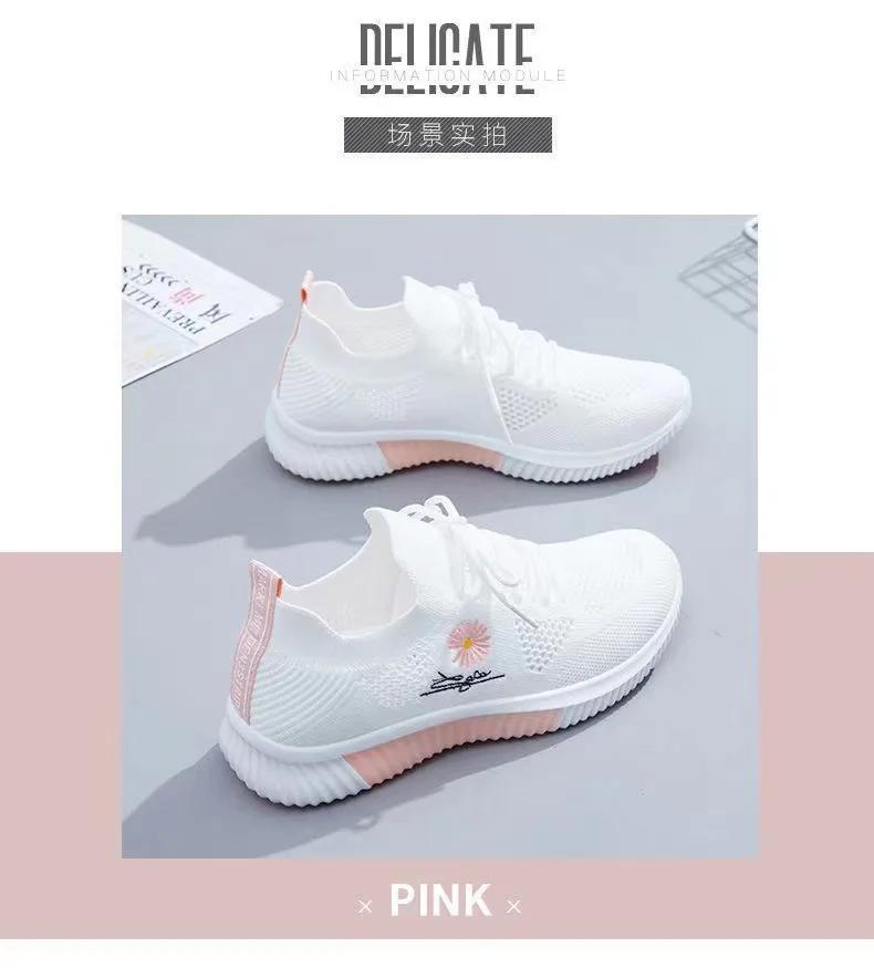 Ženy Obuv pro volný čas Móda Prodyšné Vycházkové Síťované Ploché Boty Tenisky Ženy Tělocvična Vulkanizované Boty Bílá Dámská Obuv