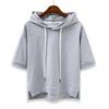 Sudadera con capucha de manga corta de color liso para mujer, sudaderas deportivas informales para mujer