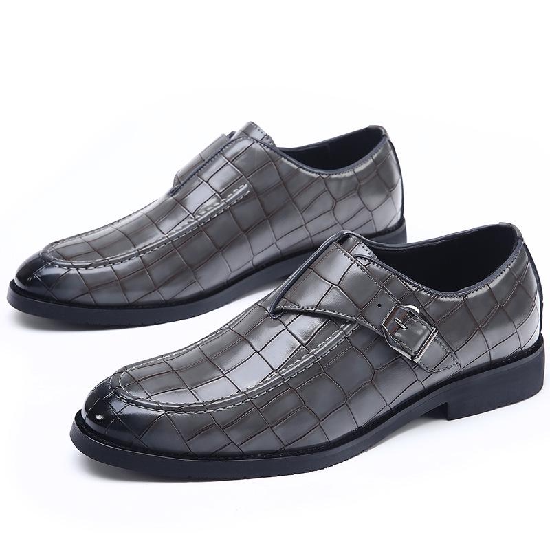 

Мужские туфли монки большого размера из тисненой оксфордской кожи, квадратный носок, британский стиль 41 серый