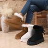 Fashionable Bow Round Toe Elegant Snow Boots Winter Flat Wear-resistant Comfortable Soft Students Plus Velvet Warm Women's Shoes
