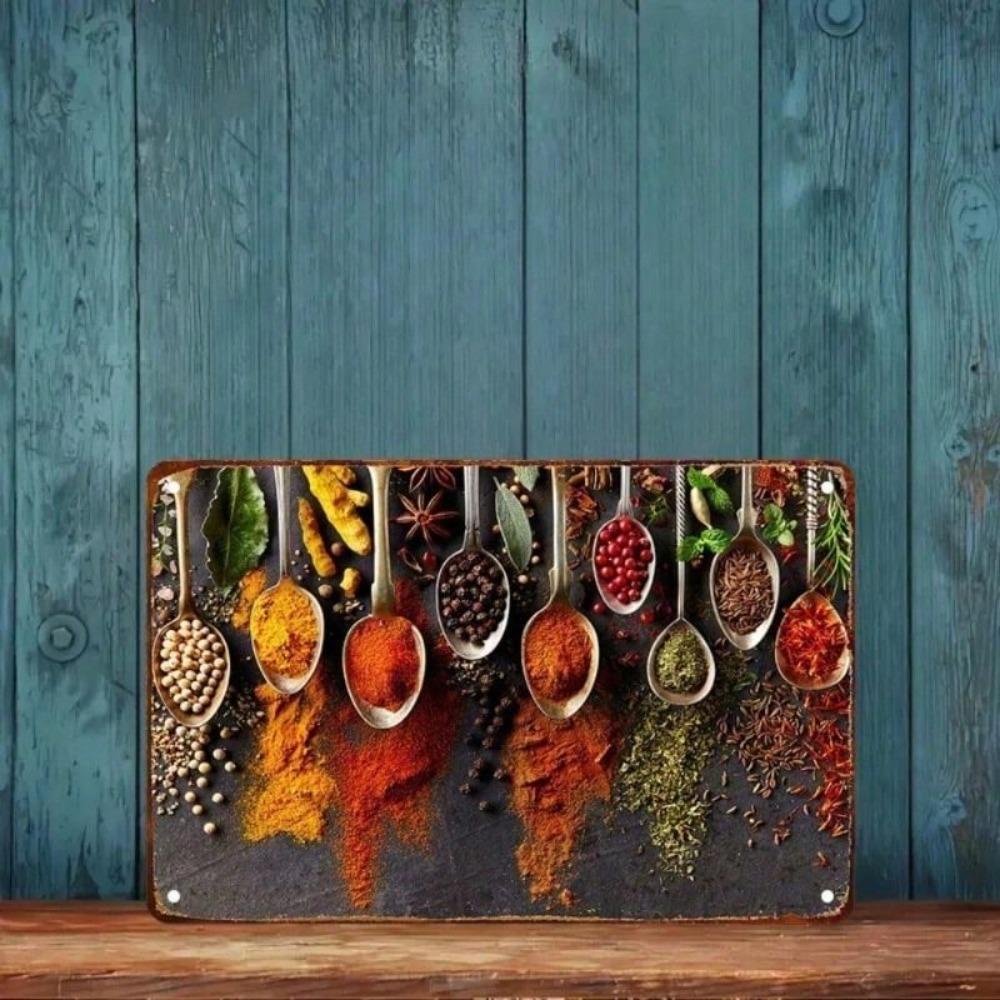 Vintage Metal Spice Tin Sign 20x30cm Wall Decor for Kitchen Cafe Bakery