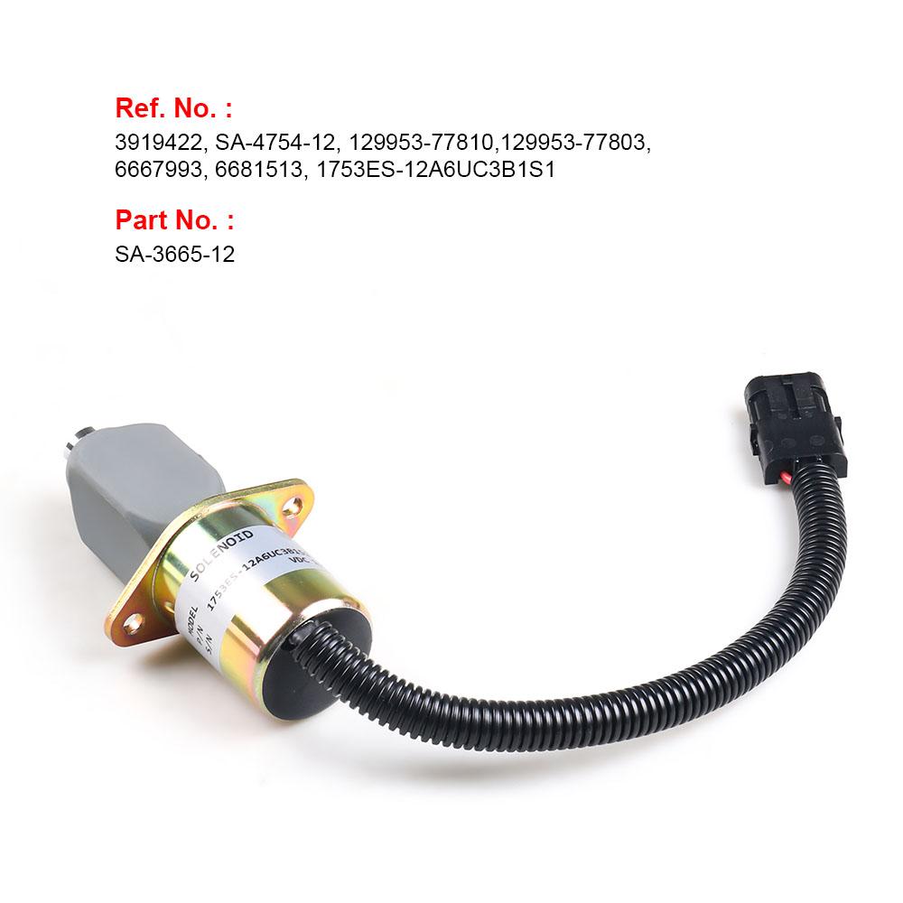 12V Fuel Shutdown Shut off Stop Solenoid Valve 1753ES-12A6UC3B1S1 For Cummins For Yanmar For Kubota SA-3665-12