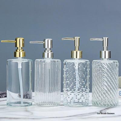 Eleganter transparenter Glas-Shampoo-Spender mit Pumpkopf