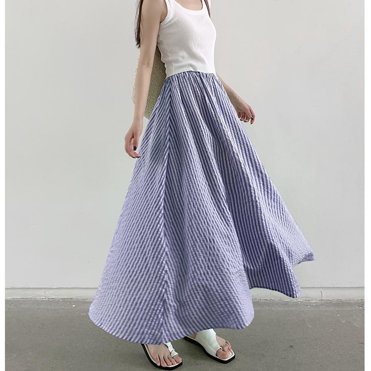 

DIMANAF Женские юбки больших размеров Эластичная талия Полосатый принт Юбка А-силуэта Леди Мода Свободная Оверсайз 2023 Летний Модный Дизайн Элегантная Юбка