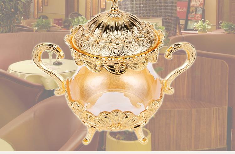 Golden Glass Storage Jar with Lid Restaurant Desktop Sugar Cube Jar Spice Storage Box Seasoning Container Kitchen Storage Tools