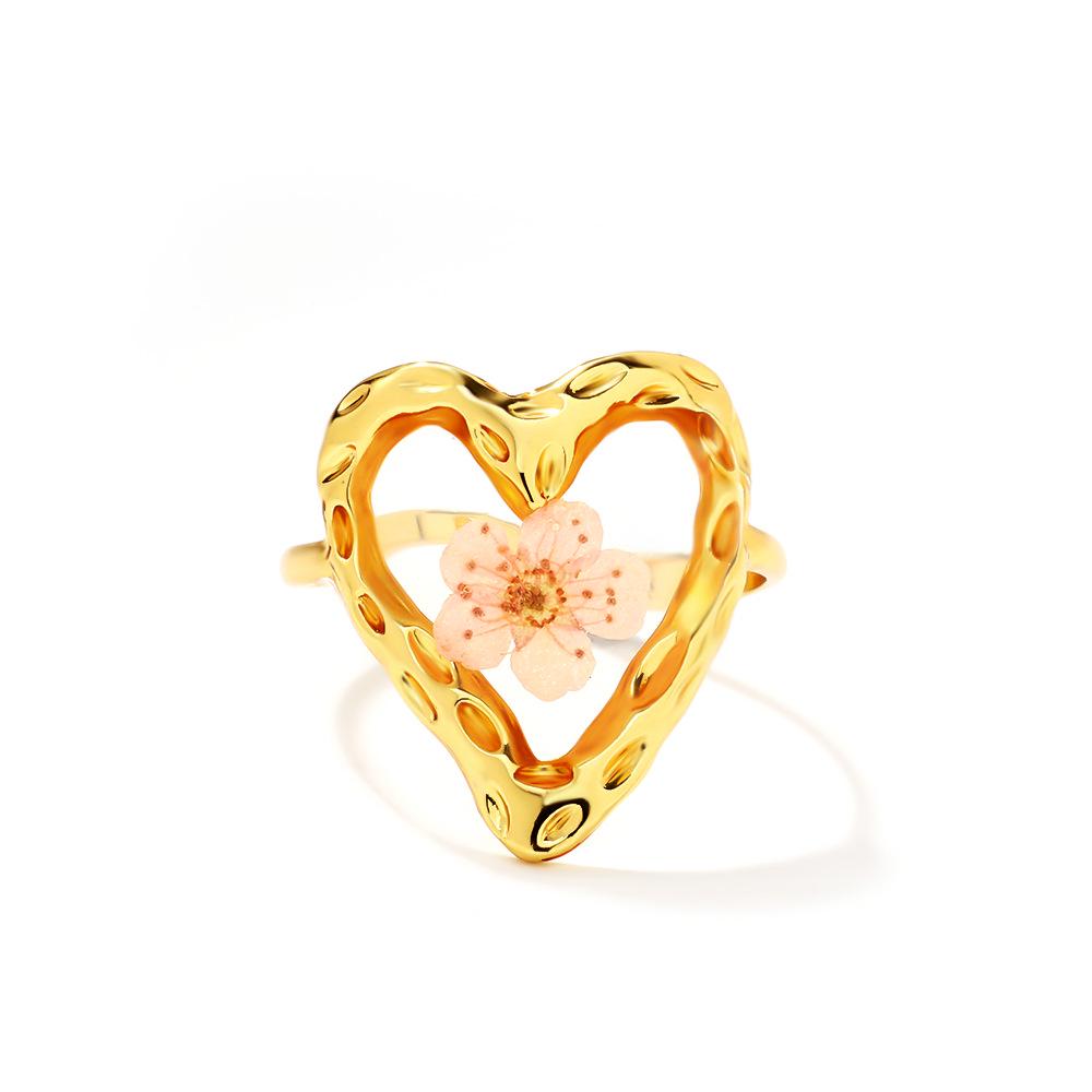 18K Gold Stainless Steel Clover & Daisy Flower Ring for Women