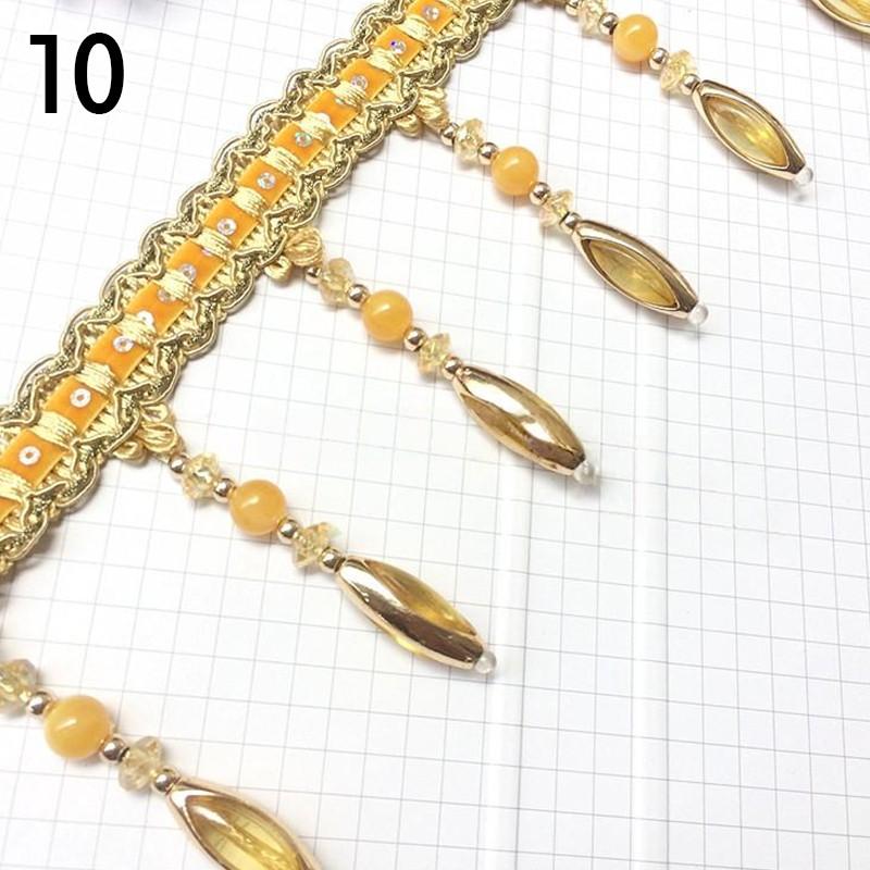 12m Crystal Bead Pendant Tassel Fringe Lace Trim Edge DIY Upholstery Curtain Ribbon  Sewing Curtain Accessorie Lace Decoration