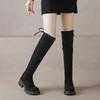 Women's Thick Heel Cotton Boots Winter New Round Head Suede Sleeve Thick Sole Anti-slip Wear-resistant Over-the-knee Boots