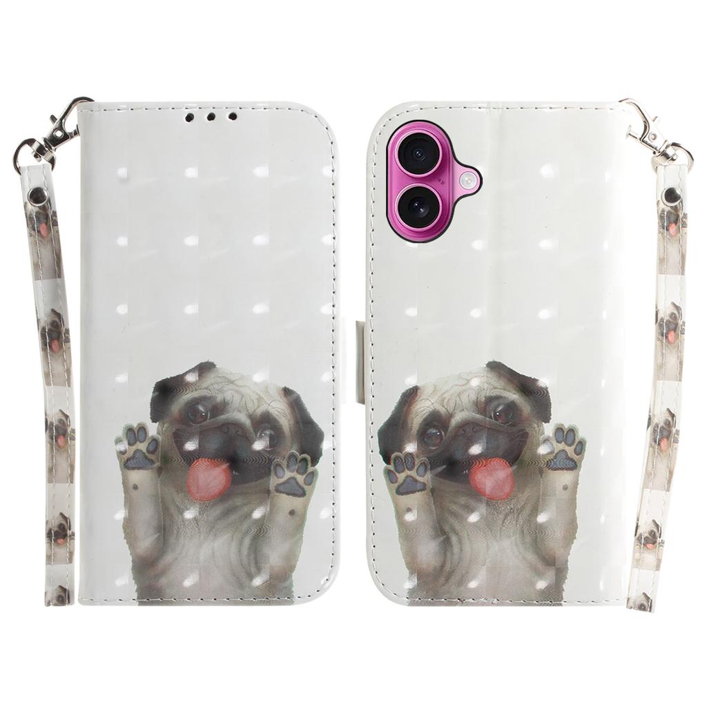 For iPhone 16 Plus Wallet Case 3D Pattern Print Leather Phone Cover
