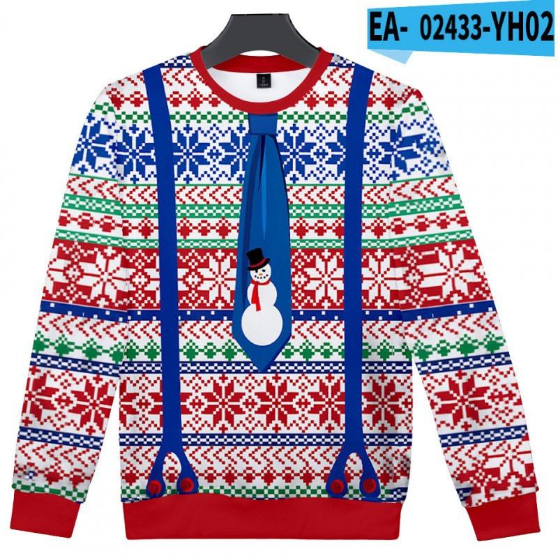 Autumn and winter new Christmas loose personality round neck digital printing sweater men's and women's sweaters