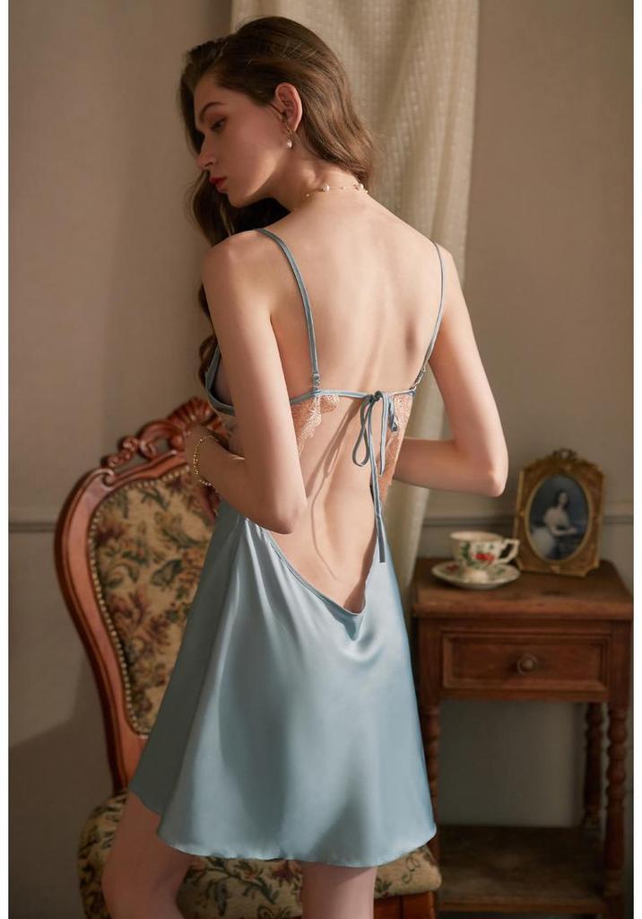 Silk Camisole Nightgown Set with Chest Pads & Embroidered Robe - Sexy Spring/Autumn Loungewear