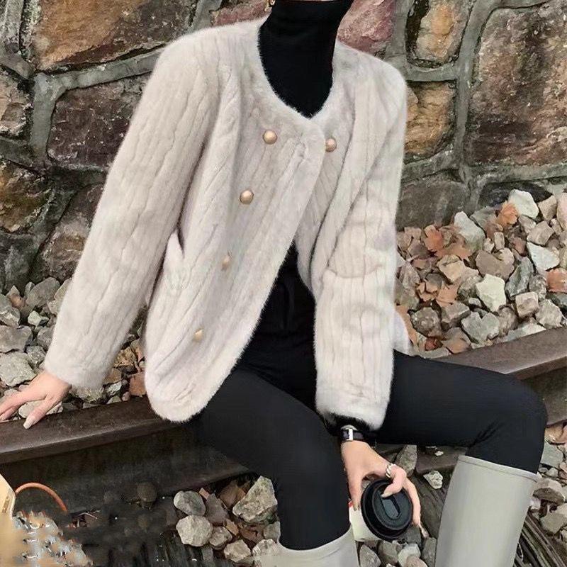 France Vintage Short Slim Jacket Women Autumn Winter New Thickened Elegant Party Coat Korea Chic Fur Designer Casual Clothing