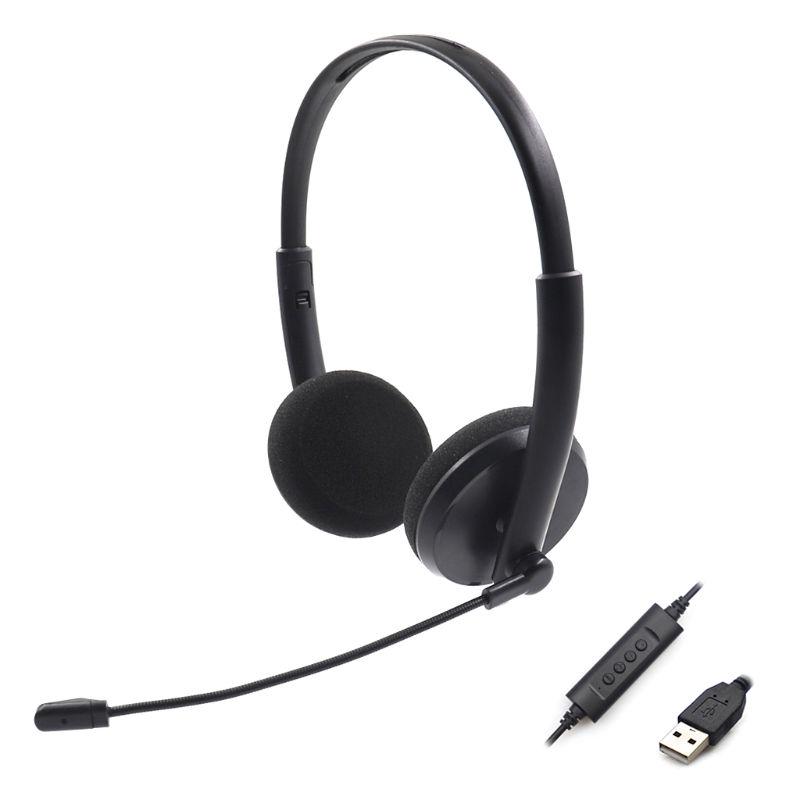 Call Center USB Headset Noise Cancelling Headset Headphone with Microphone 20Hz-20KHz Frequency Response Headphones