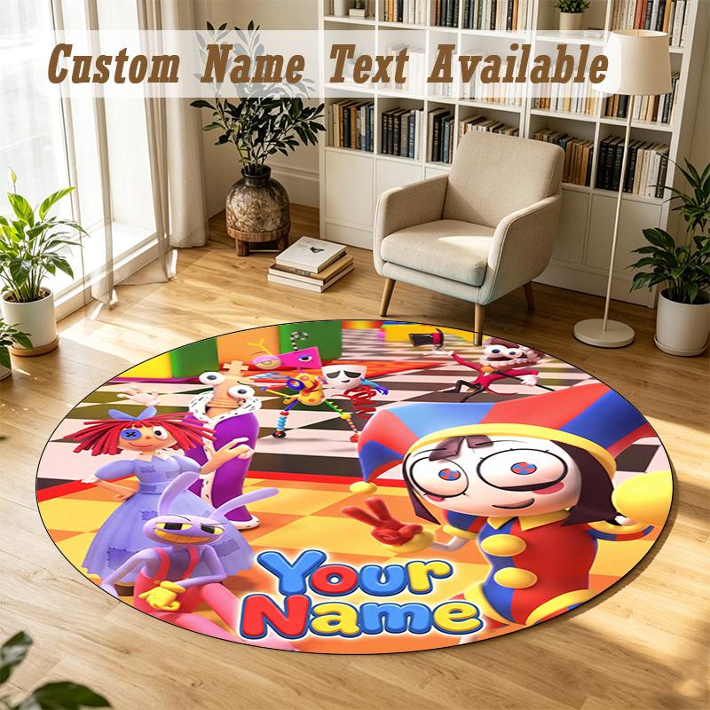 Round Rug Custom NameThe Amazing Digital Circus Pattern Non Slip Carpet Home Floor Decor