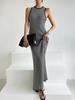 Patchwork Sleeveless Slim-Fit Knitted Dress