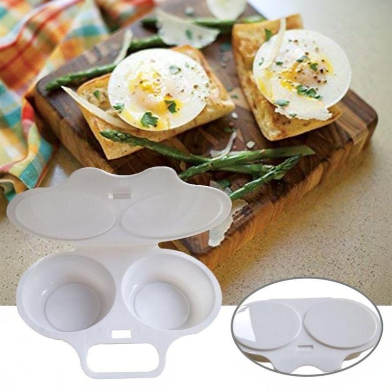 Dual Cavity Microwave Steamer Egg Cooker Food-Grade Plastic Fryer Egg Steamer Mold Kitchen Accessories Kitchen Utensils
