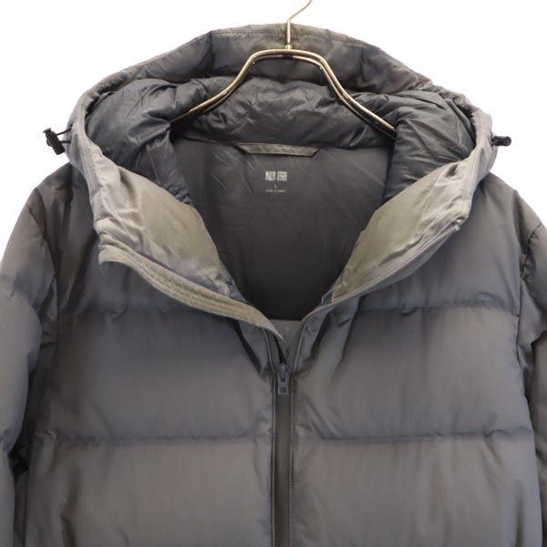 Uniqlo Seamless Down Jacket L Gray Hood Men's Used