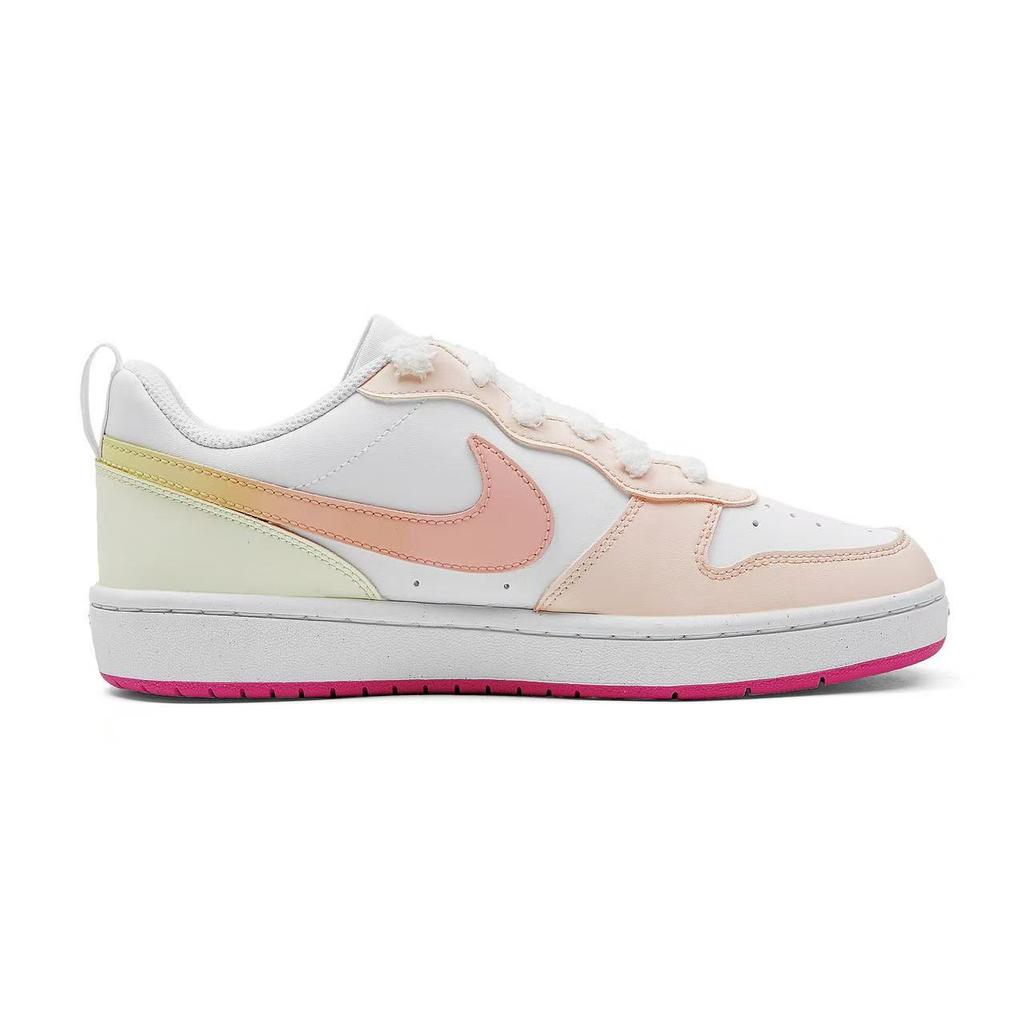 Nike Court Borough Peach Blossom Abrasion Resistant Slip Resistant Low top Skateboard Shoes Women's White Pink DV5456-111(Team1887-)
