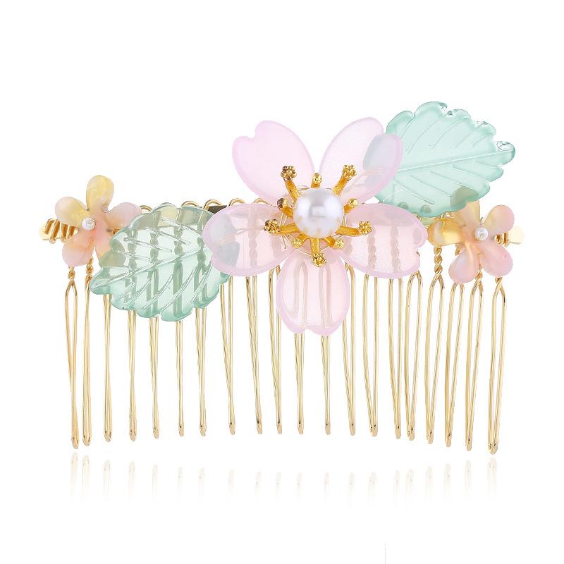 Antike Hanfu Handgefertigt Glasierte Blume Haarkamm Einsteckkamm Weiblichkeit Retro Ponykamm Scheibenhaarkarten Haarschmuck