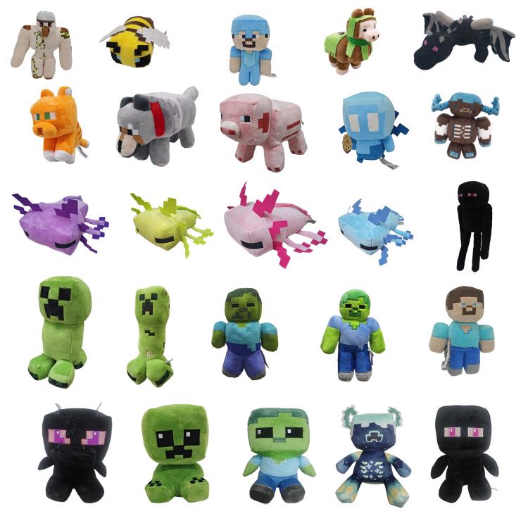 Minecraft Plush Toy Set: Iron Golem, Creeper, Zombie, Fox, Panda
