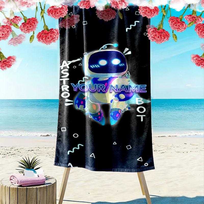 ASTRO BOT Custom Name Print Beach Towel, Large Soft Quick Dry Towel for Beach Camping Swimming