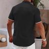 Men Clothes Summer New Stand Collar Short Sleeve Spell Color 100% Polyester Casual Shirt Tops