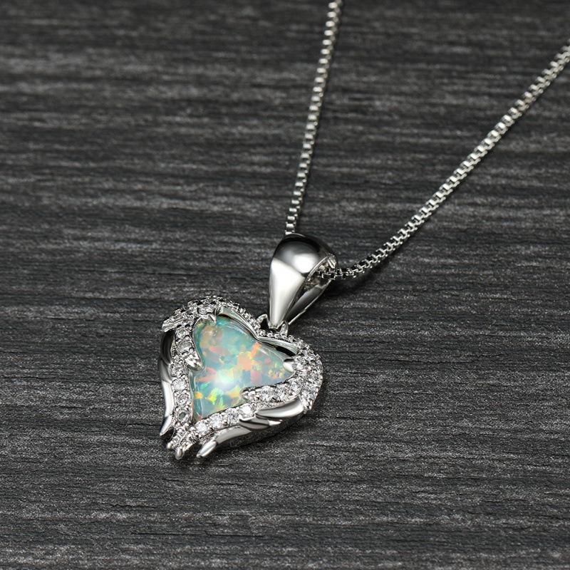 

Korean style personalized platinum blue and white angel love necklace versatile collarbone chain білий