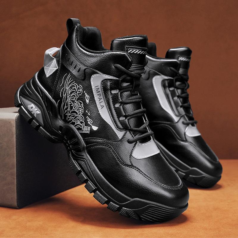 new Men Outdoor Fashion versatile Thick Sole shoes Anti Slip High Top wear-resistant Sports Shoes Travel Casual Shoes