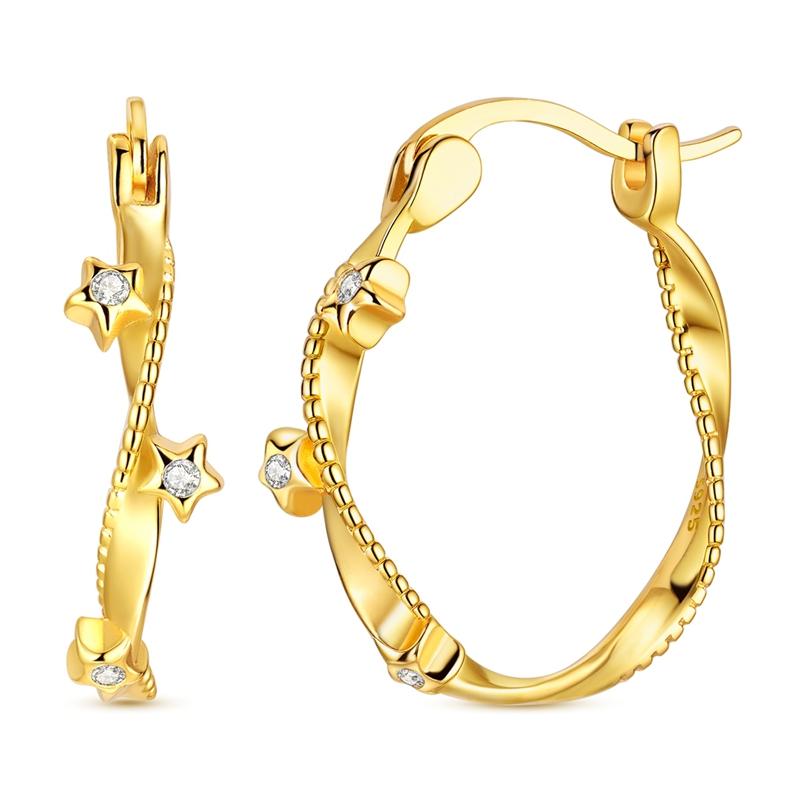 Boucle d'oreille en Argent 925 Série Dorée Boucle d'oreille Anneau Pour Femme Serpent Cœur Étoile Original Boucles d'oreilles Bijoux Mode