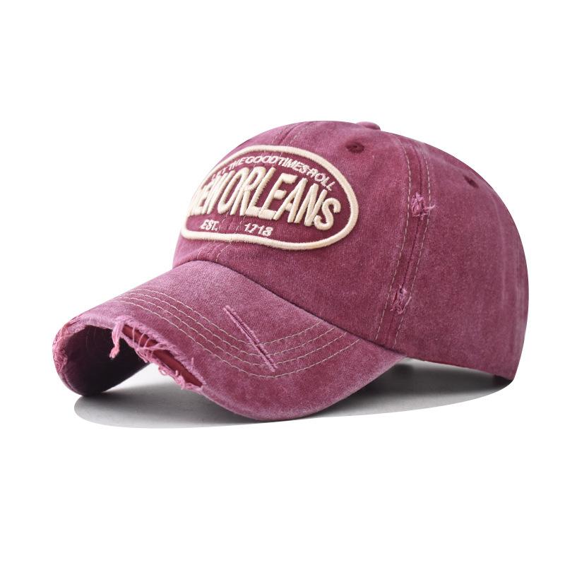 Cotton Washed Old Large Letter Embroidered Baseball Cap Men's and Women's Outdoor Three-dimensional English Cap