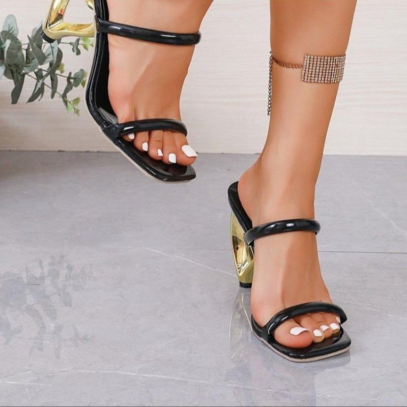 Fashion Fashion Women Shoes Summer New Style Square Heels Comfor Versatile Women's Sandals Simple Women Slippersanti Slip Heels Sandals