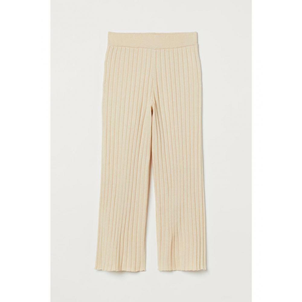 

H&M трикотажные брюки в рубчик кремового цвета 0970961004