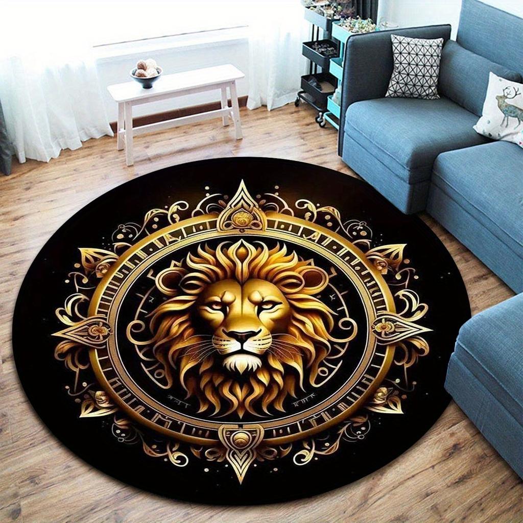 1pc Lion-Shaped Round Non-Slip Carpet - Area Rugs for Bedroom, Living Room, Bathroom, Office - Soft, Non-Shedding, Indoor Floor