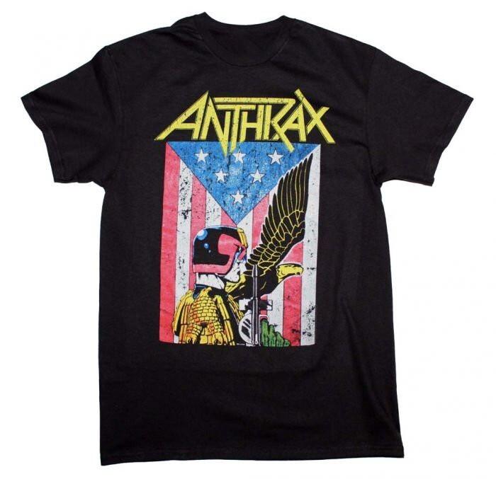 Vintage ANTHRAX Dredd Eagle Reprinted Black Unisex Cotton T-Shirt S-2XL AG1144 XXL