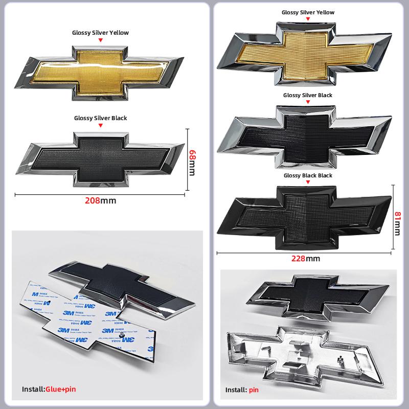 129mm 150mm 195mm 204mm 208mm 228mm Car Front Logo Grill Rear Bumper Tail Door Trunk Emblem Sticker 3D Accessories For Chevrolet