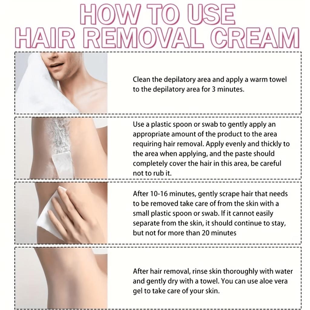 Non-Irritating Hair Removal Cream, Easy-To-Clean Depilatory Cream For Body & Underarms, Fast & Painl