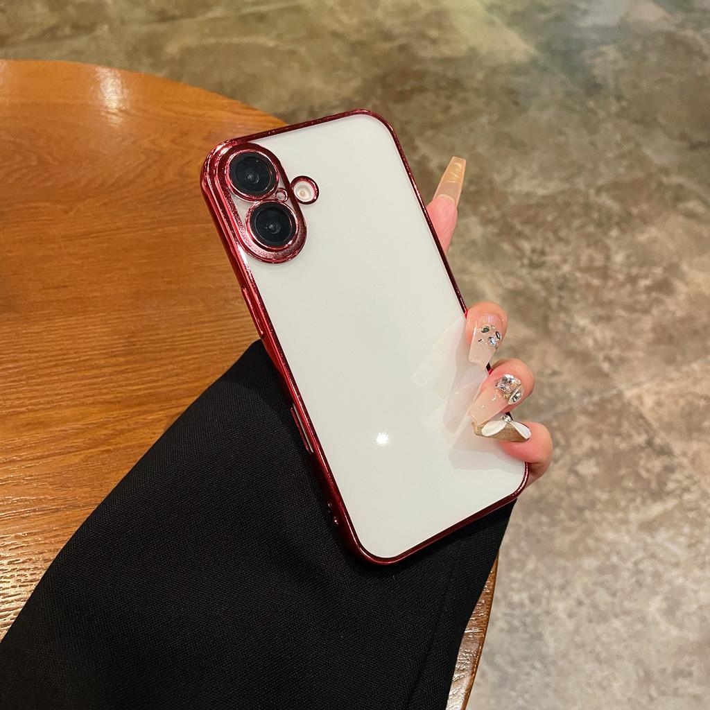 Full Lens Protection Case for iPhone 16 15 14 13 12 11 Pro Max Case Luxury Plating Transparent Silicone Soft Cover for 16 ProMax