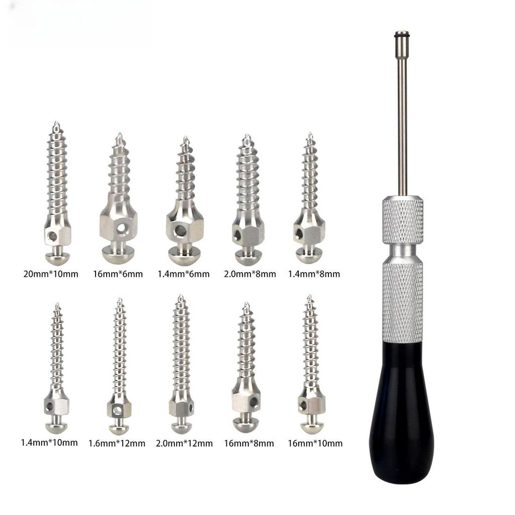 Dental Orthodontic Mini Implants Micro Screw Self Drilling 10Pcs +Screwdriver Self Drilling Tool Stainless Materials 1Pc