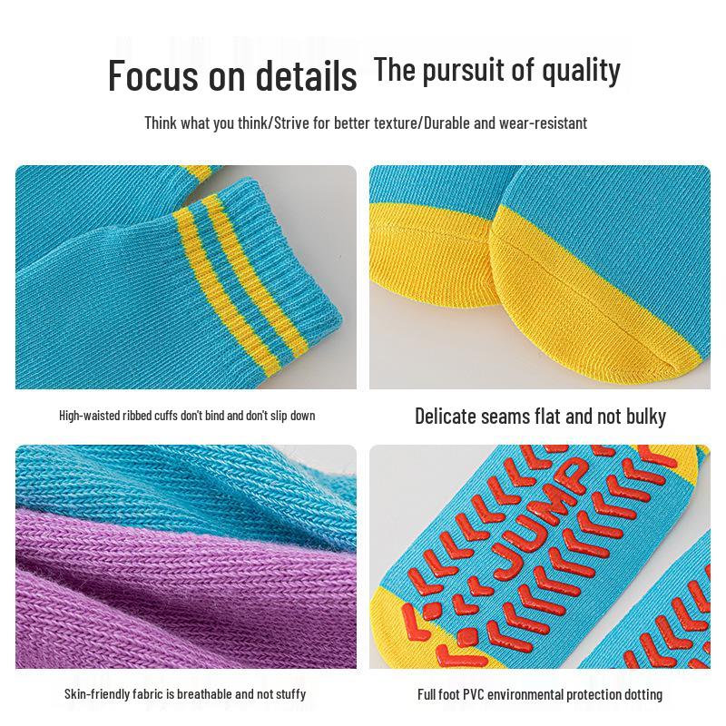 Children's Non-Slip Mid-Calf Socks for Trampolines, Yoga, and Early Walking